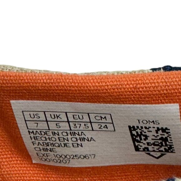 Toms Classic Natural Nautical Themed Embroidered Anchors Slip-Ons Women's Size 7 - Picture 7 of 8